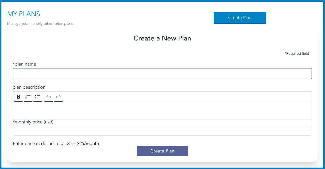 Create Custom Plans