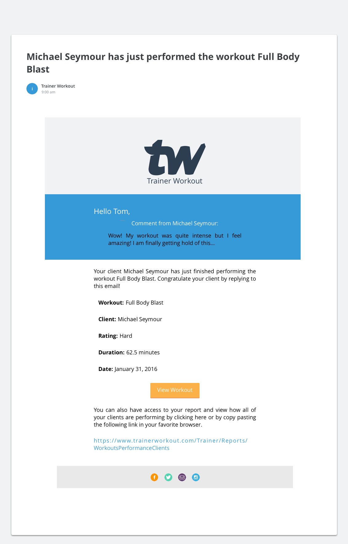 Workout Notification